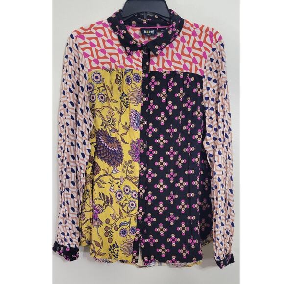 New Maeve x Anthropologie PAZ Button Down 1X Multicolored Floral Abstract Blouse - Picture 4 of 12
